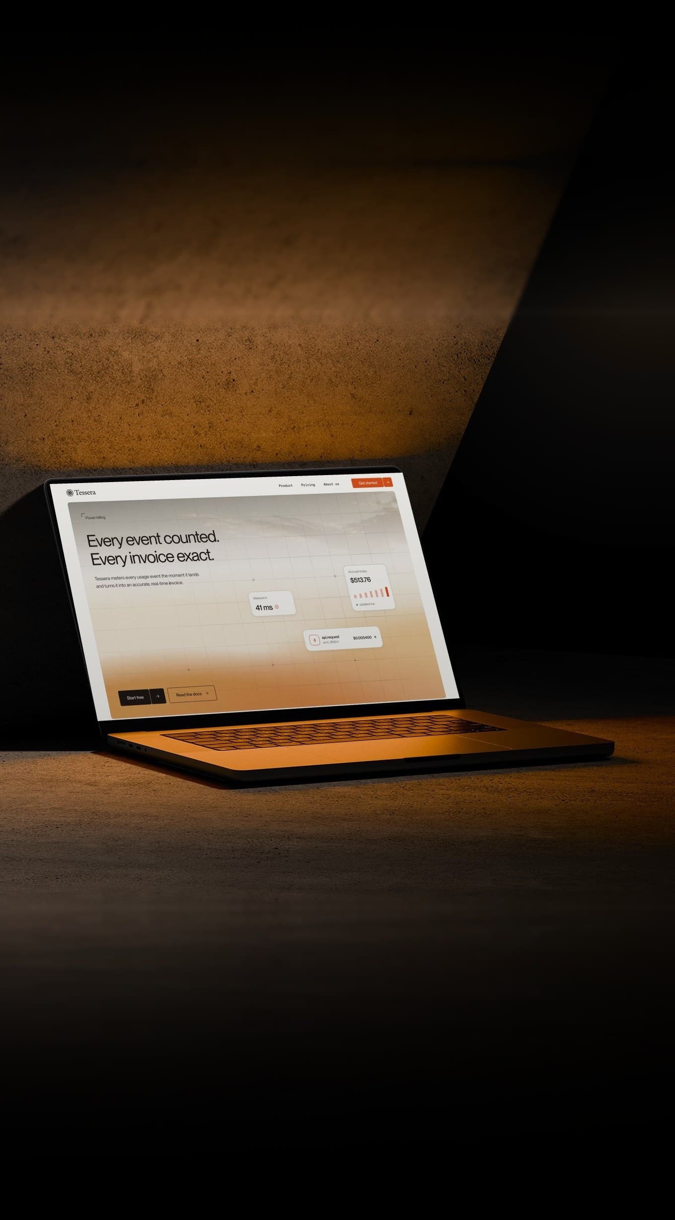 A laptop showing the Tessera website, one of Antonio's projects